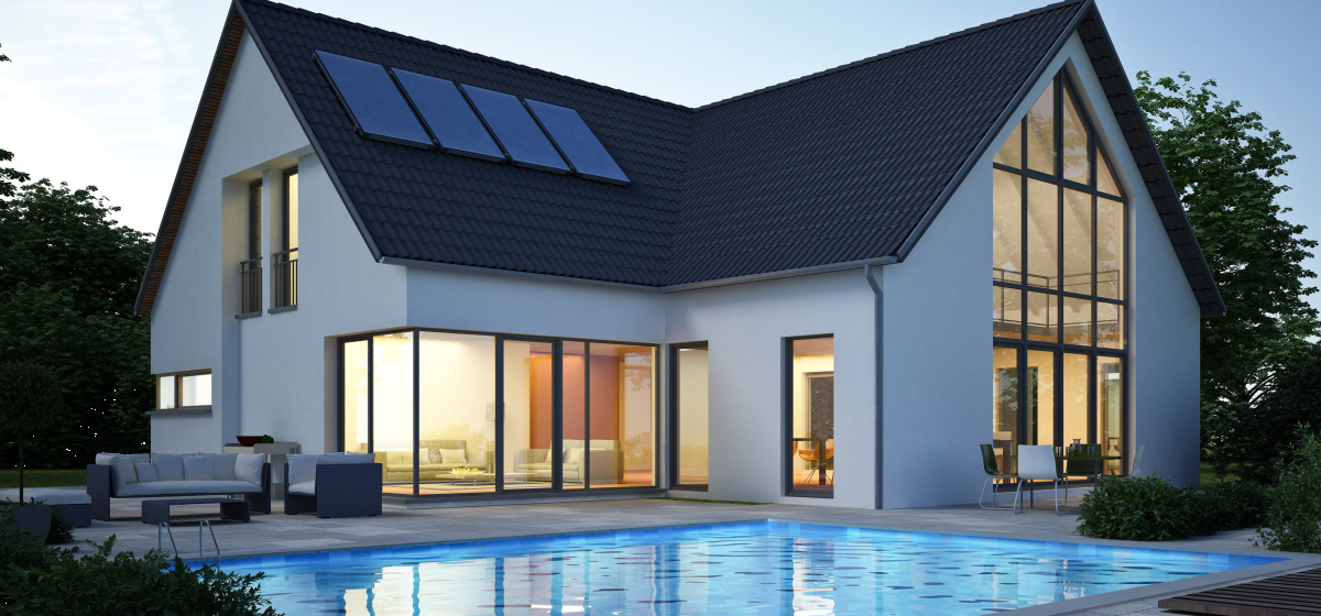 Haus mit Pool und PV